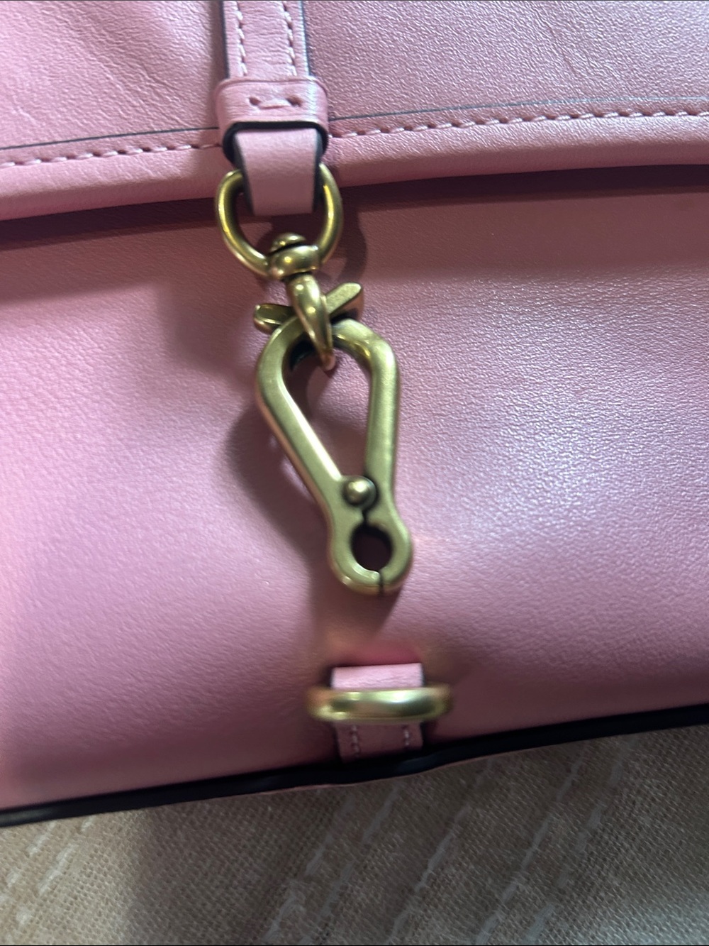 COACH- Pink Leather Shoulder Bag with Gold Hardware - Picture 2 of 7